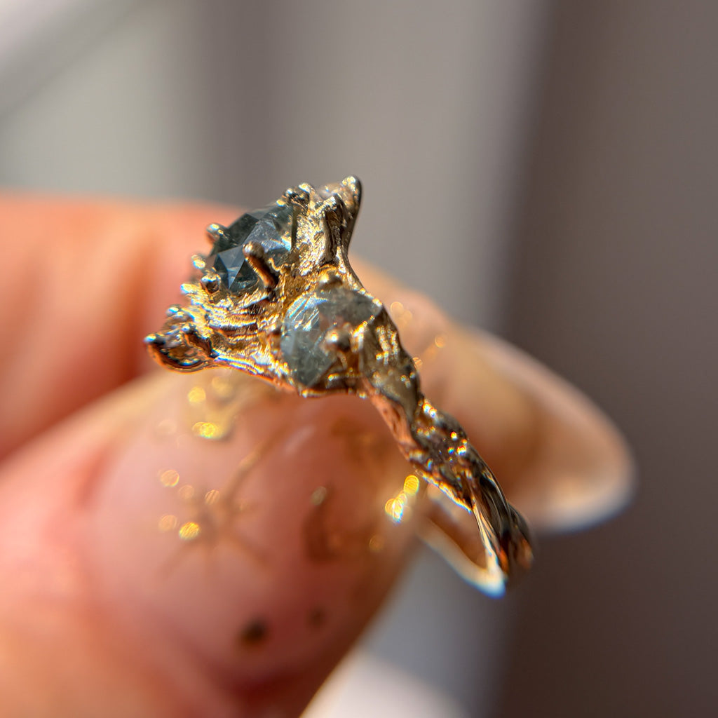 OOAK - Celestine Moon & Star Ring
