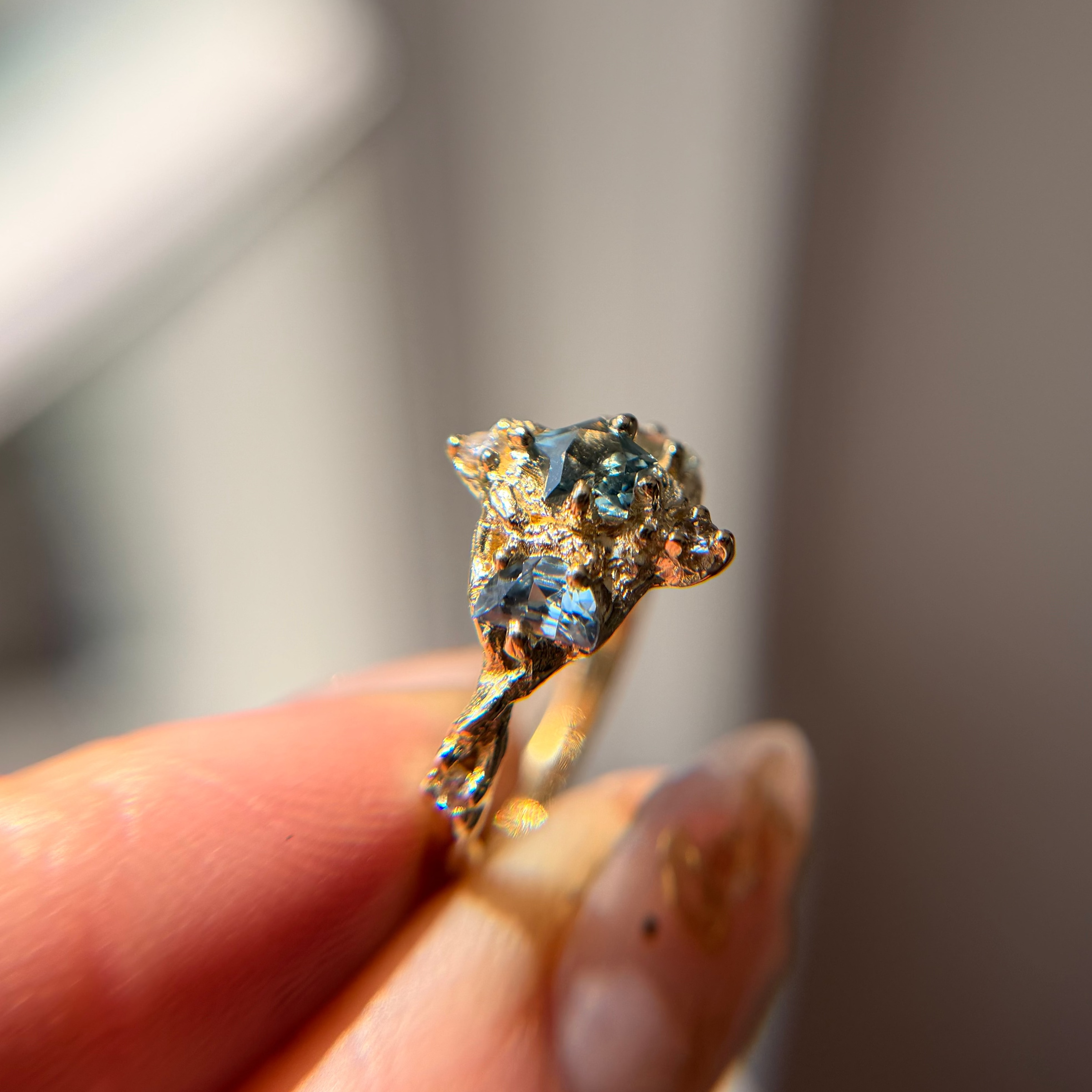 OOAK - Celestine Moon & Star Ring