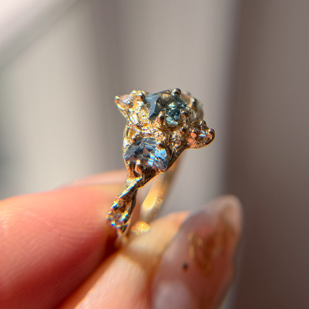 OOAK - Celestine Moon & Star Ring