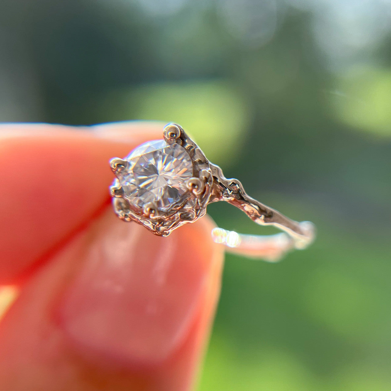 14K White Gold Demi Naples Moissanite Solitaire Ring