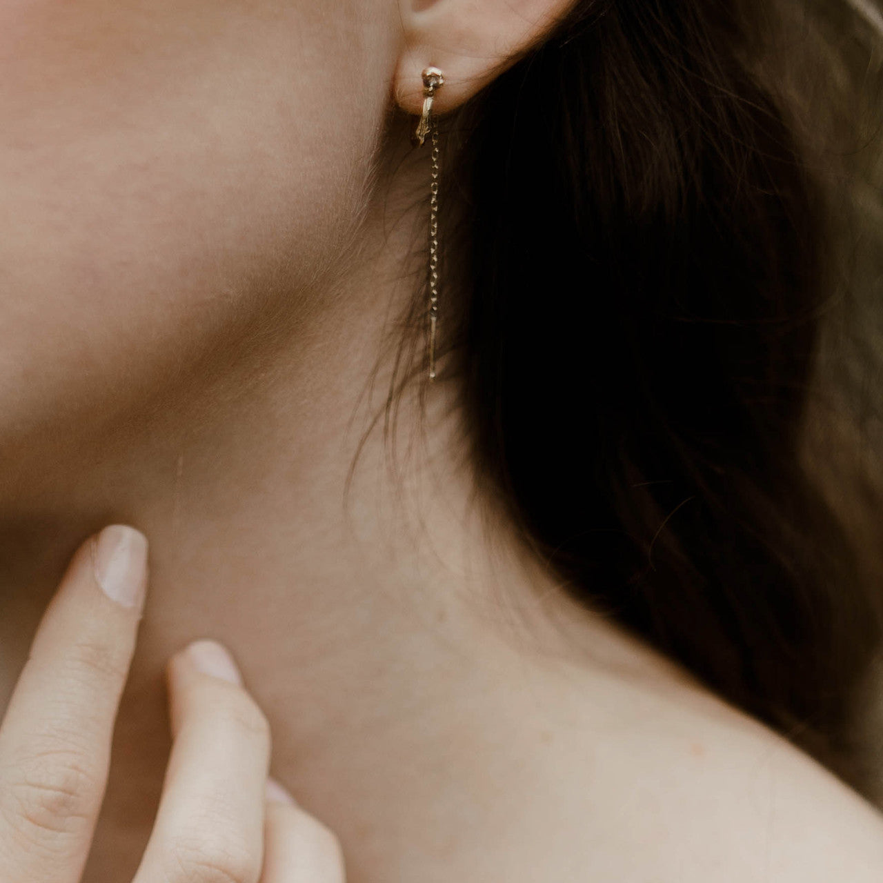 14K Yellow Gold Naples Chain Hoop Earrings by Olivia Ewing Jewelry