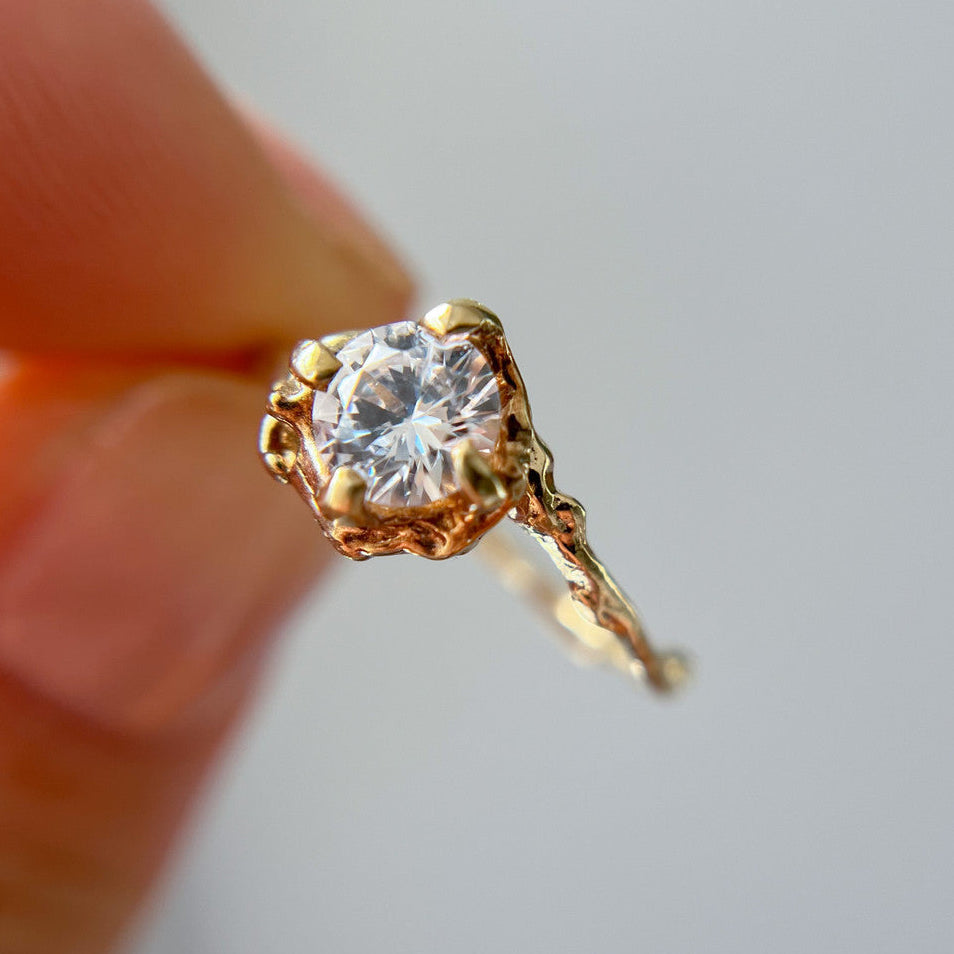 14K Yellow Gold Naples Diamond Solitaire Ring by Olivia Ewing Jewelry