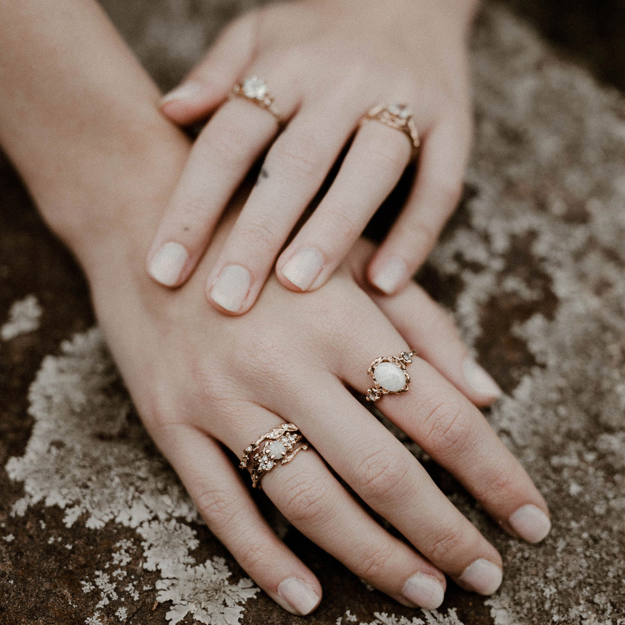 14K Rose Gold Naples Opal Trio Ring by Olivia Ewing Jewelry