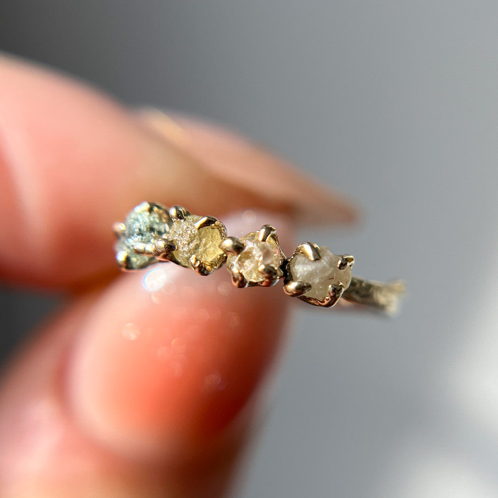 14K Rose Gold Garland Pink Montana Sapphire Four Stone Ring 