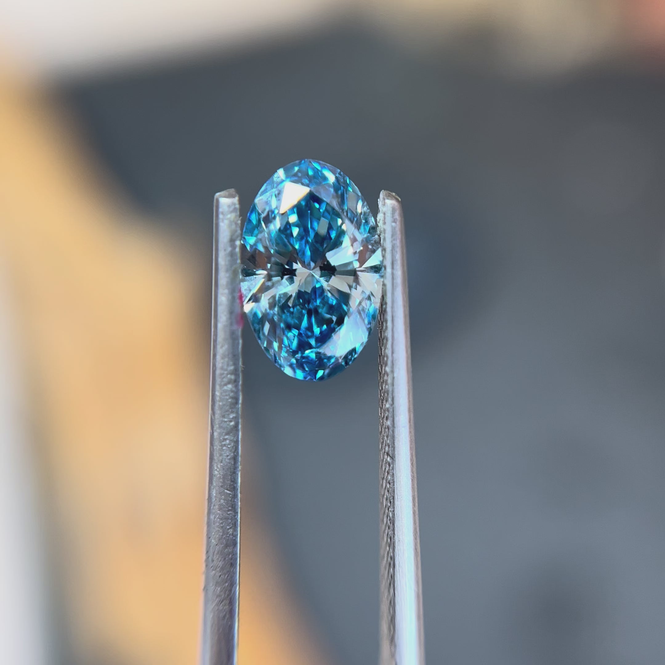 Oval Fancy Vivid Blue Lab Grown Diamond | Loose Gemstone