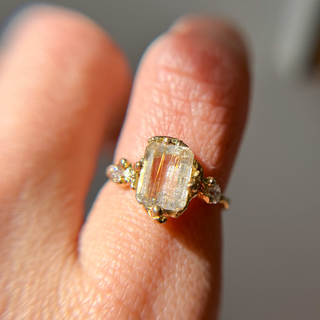 Naples Rutilated Quartz Trio Ring  - READY TO SHIP