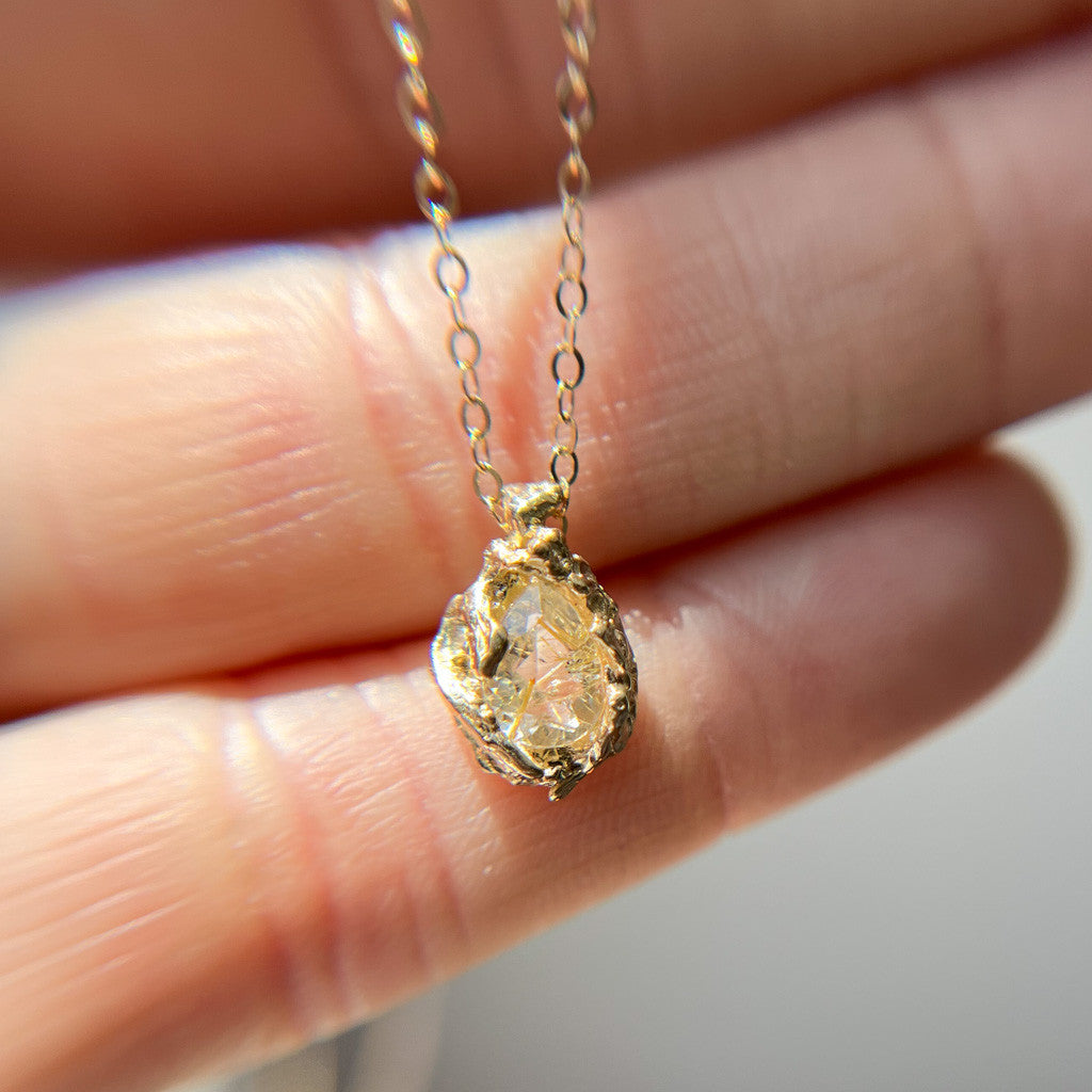 Naples Gold Quartz Teardrop Necklace | Olivia Ewing