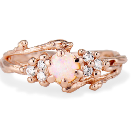 opal cluster engagement ring in yellow gold 